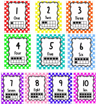 number wall cards 1 10 polka dot by deici martinez tpt