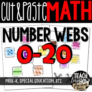 Preview of Math Worksheets: Cut & Paste Number Webs 0-20, Number Map, Number Sense, NO PREP
