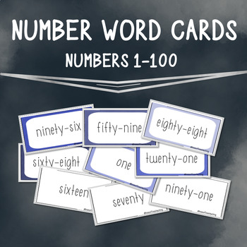 Preview of Number Word Cards #1-100 / Playing Cards / Flash Cards / Math Games