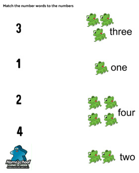Number Word Matching Worksheet by Homeschool Gameschool | TpT