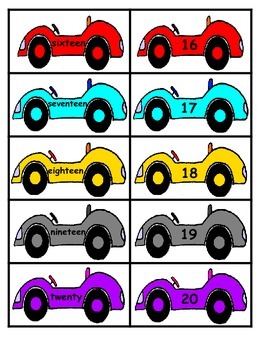 Number Word Race Car Matching Activity by Anna Navarre | TPT