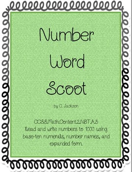Preview of Number Word Scoot