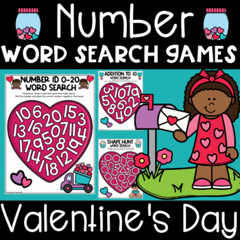 Preview of Number Word Search Games Valentine's Day