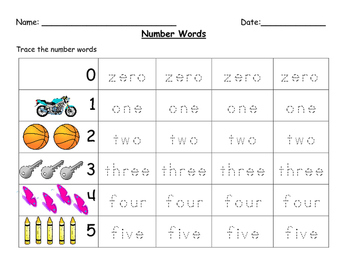 Number Words 0  5 by Kindergarten Swag  Teachers Pay Teachers