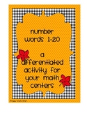 Number Words 1-20 Differentiated Activity for a Math Center