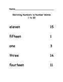 Number Words 1-20 matching