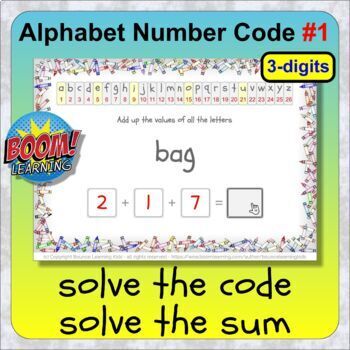 Preview of Alphabet Number Code #1 BOOM Deck letter to number Math Puzzles