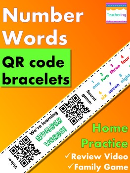 Preview of Number Words Homework {Bracelet with review video & family game}