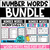 Number Words Bundle: Worksheets and Exit Slips Spelling