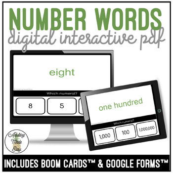 Preview of Number Words Digital Activity