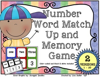 Preview of Number Words Match Up and Memory Game