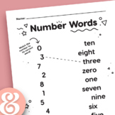 Number Words Matching • Printable Worksheet grades Pre-K to 2nd