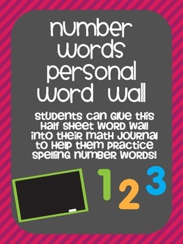 Preview of Number Words Personal Word Wall