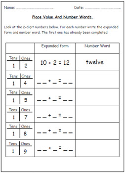 Number Words & Place Value Worksheets (Tens & Ones). by ...