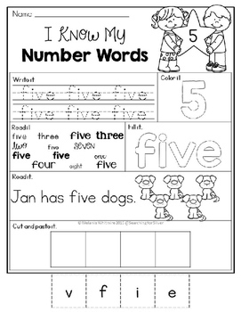 number words number sense printables and activities