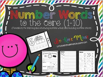 Preview of Number Words Printables for 1-10