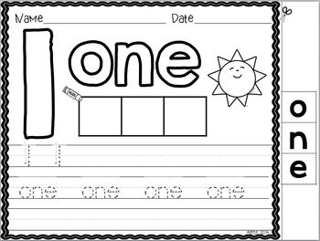 number words printables for 1 10 by katie mense tpt