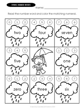 number words spring worksheets by souly natural creations tpt