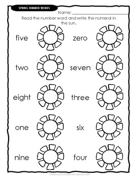 Numbers Words Worksheets