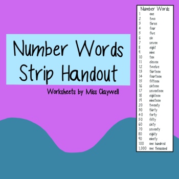 Preview of Number Words Strip Handout