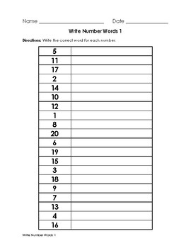 Counting in Words - Write in Words