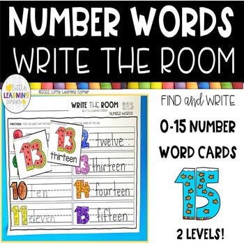 Preview of Number Words Write the Room | Sensory Bin Math Activity