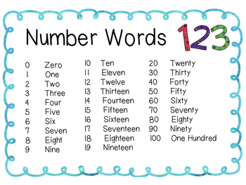 number words to 100 by jaclyn smith teachers pay teachers