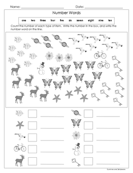 number words to ten 4 worksheets grade 1 counting writing practice