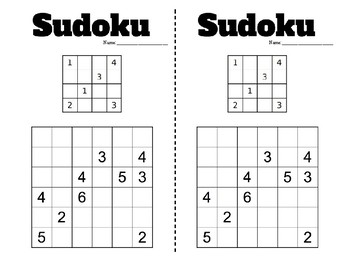 Number Work - Sudoku 4x4 and 6x6 - PreMade Half Pages - Logic / Problem ...
