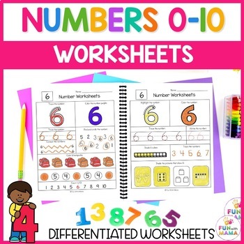 Preview of Numbers 0-10 Workbook - Tracing Coloring Counting Worksheets