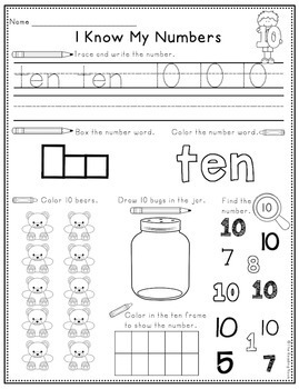 Numbers Worksheets 1-20 (Printable Activities for Pre-K and Kindergarten)