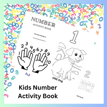 Preview of Numbers 1-10 activity book, counting and numbers worksheets, trace numbers,