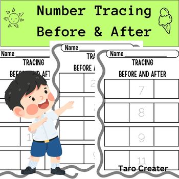 Preview of Number Worksheets - Printable - Kindergarten - Math - Tracing, Before and After