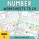 Number Sense to 10 Math Worksheets - Write, Draw & Represe
