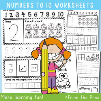 number worksheets 1 10 by from the pond teachers pay