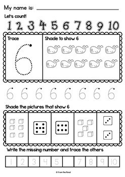 number worksheets 1 10 by from the pond teachers pay teachers