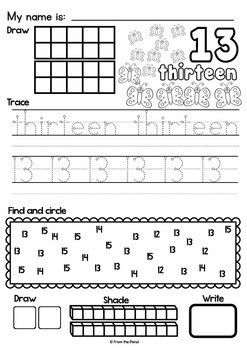 Teen Number Worksheets to 11-20 Printable Activities for Kindergarten