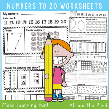 Preview of Teen Number Worksheets to 11-20 {Printable Activities for Kindergarten}