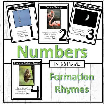 Preview of Number Formation Posters, Number Writing Practice Worksheets, Nature Decor