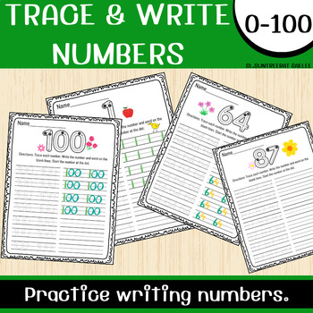 Preview of Number Writing Math Practice Pages 0-100 | Teen Numbers