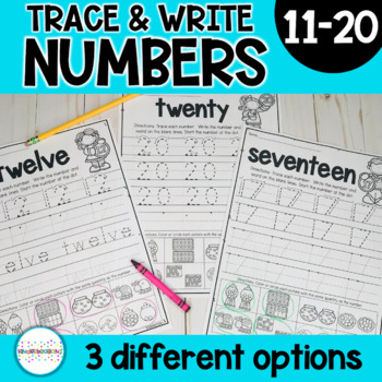Preview of Number Writing Math Practice Pages 11-20 | Teen Numbers