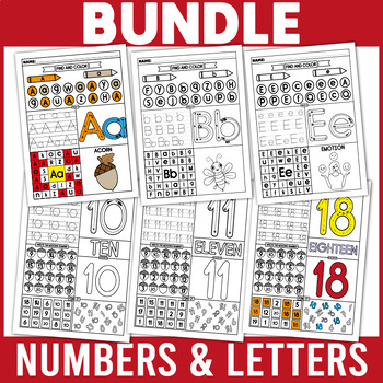 Preview of Number Writing Practice 1-20, Letter Recognition A-Z Alphabet Tracing activities