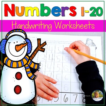 Preview of Writing Numbers 1-20 Worksheets Winter Math Handwriting Practice