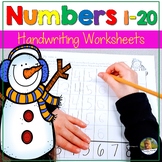 Writing Numbers 1-20 Worksheets Winter Math Handwriting Practice