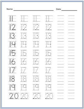 Number Writing Practice 1-20 and Trace it, Write it, Find Missing Number