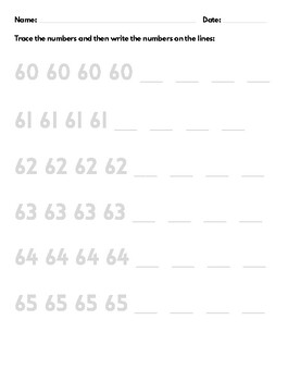 Preview of Number Writing Practice (60-69)