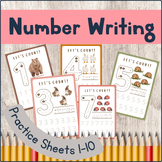 Number Writing Practice Sheets 1-10 - Digital Download