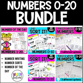 Preview of Number Writing and Number Sorts NO PREP Number Sense BUNDLE | Numbers to 20