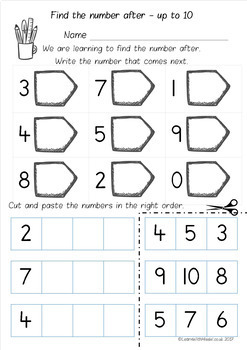 Number After to 10, 20 and 50 worksheet pack by Learn With Miss W