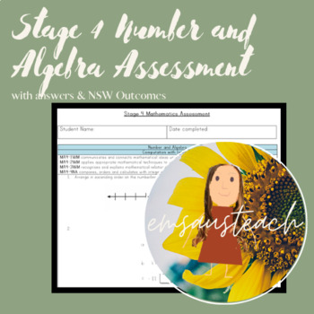 Preview of Number and Algebra Mathematics Stage 4 Assessment with NSW Outcomes and Answers